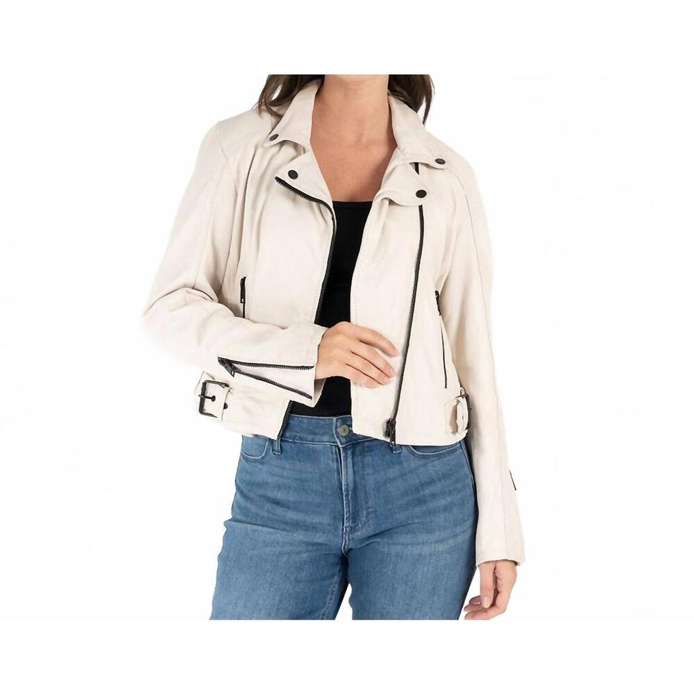 NEW MAURITIUS bita rf leather jacket in off white